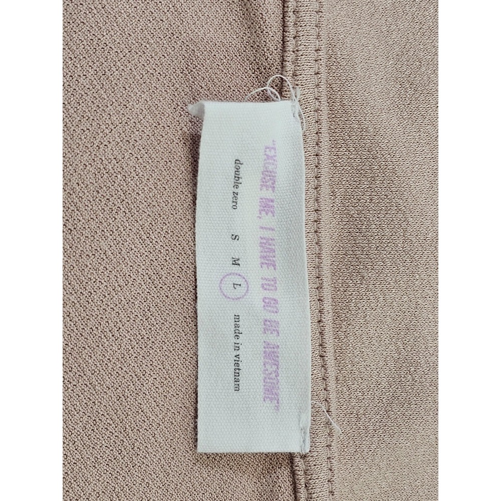 EXCUSE ME I HAVE TO GO BE AWESOME Women's L Mauve Surplice Blouse Shirt Top EUC - Picture 7 of 8
